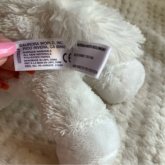AURORA World Plush White Unicorn 2020 Pink Horn Stuffed Animal Toy 🦄 - Picture 7 of 12